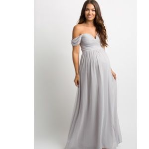 Pinkblush Maternity Gray Off Shoulder Gown